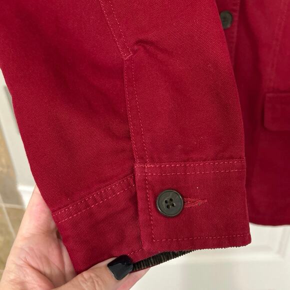 Lands’ End Red 1X Canvas Barn Coat – Chore Coat, Corduroy Collar, Flannel Lining - Picture 7 of 14